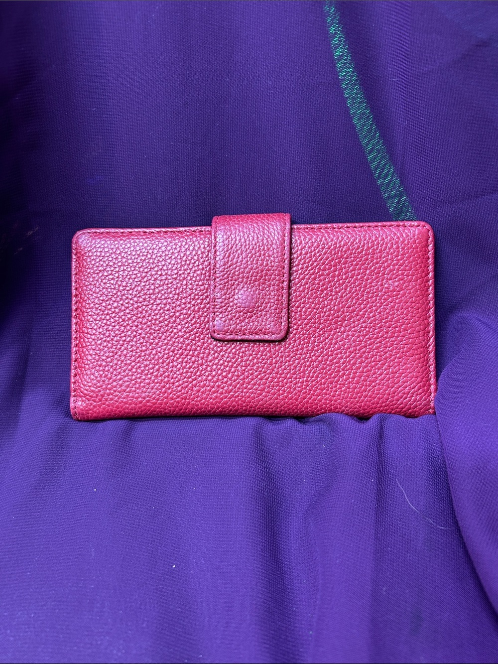 Pebbled Leather Snap Wallet in Raspberry Pink